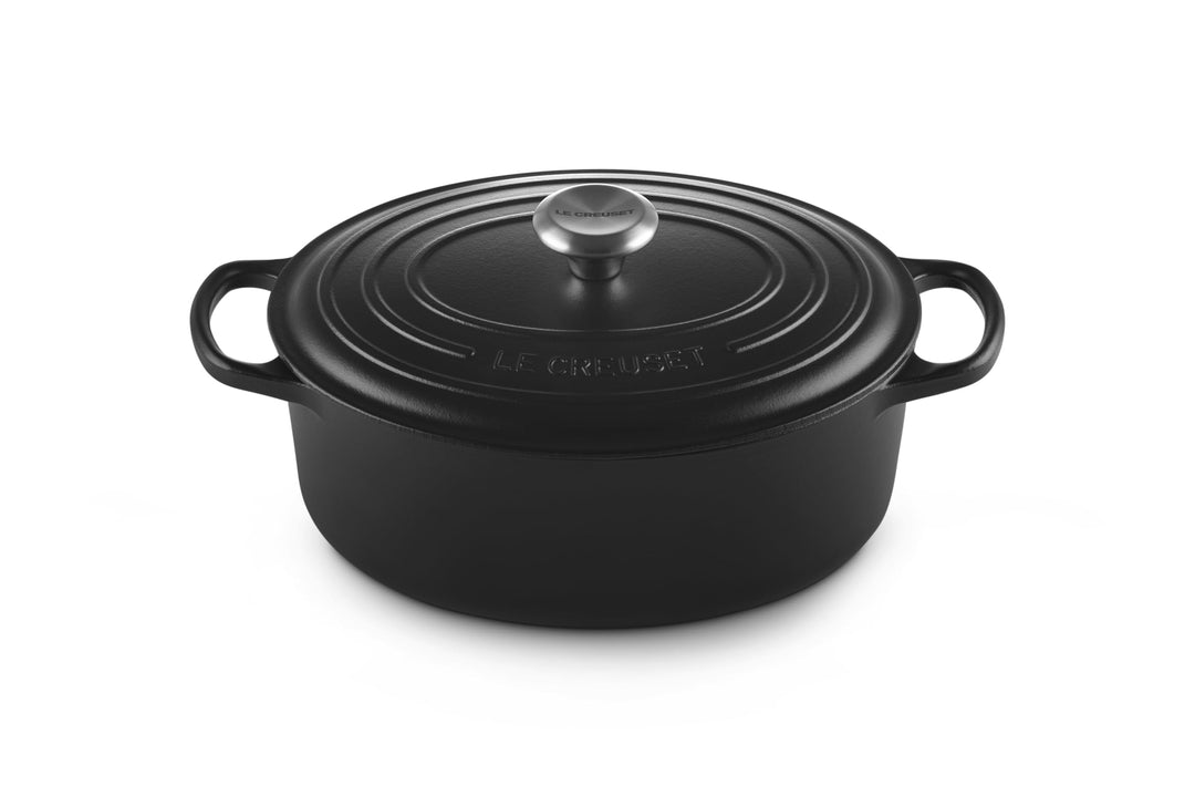Signature Le Creuset Ovaler Bräter aus Gusseisen 29 cm, Schwarz matt, 29 cm, Schwarz matt