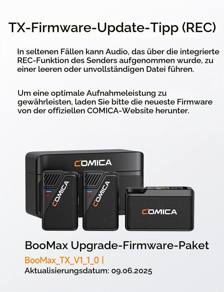 COMICA BooMax Lavalier Mikrofon Wireless - 32-Bit Float Aufnahme, Niere/Omnidirektionale Aufnahme, 2