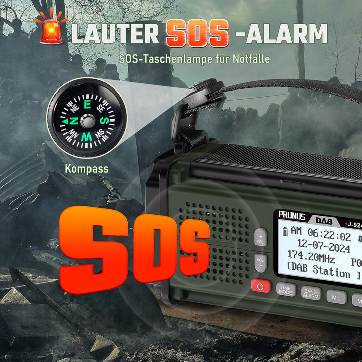 PRUNUS J-924 Digital Radio DAB/DAB+/UKW, Kurbelradio Notfall mit 10000mAh Akku, DAB Radio mit Blueto