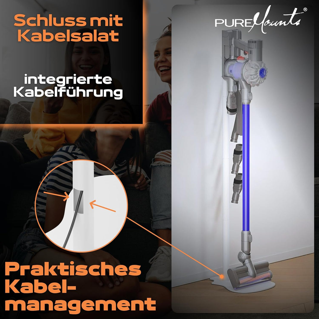 PureMounts Staubsauger Ständer Halterung universal kompatibel mit Dyson, Philips, Samsung, Bosch, Mi