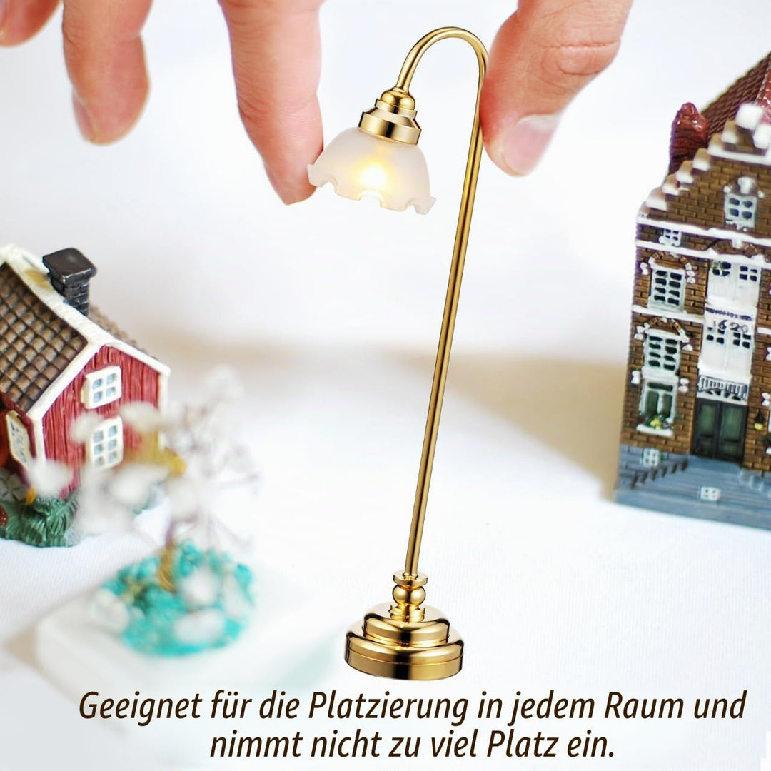 OSALADI Mini-Puppenhauslampe 2 Stück Batteriebetriebene Miniatur Tischlampen Mit Blumenschirm Für Pu