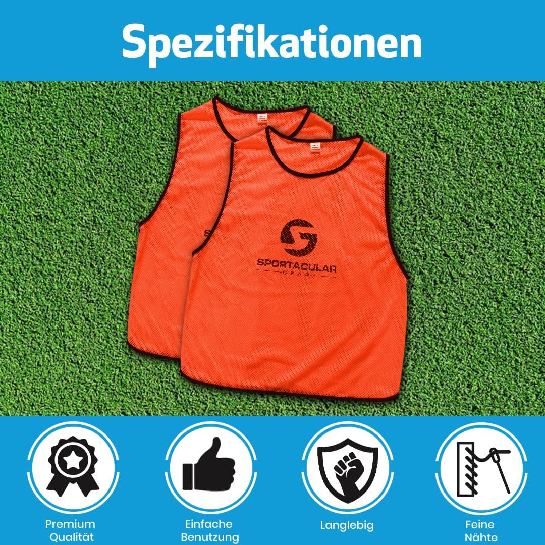 Sportacular Gear 10er Set Trainingsleibchen in versch. Farben und Grössen I Markierungshemden, Hemdc
