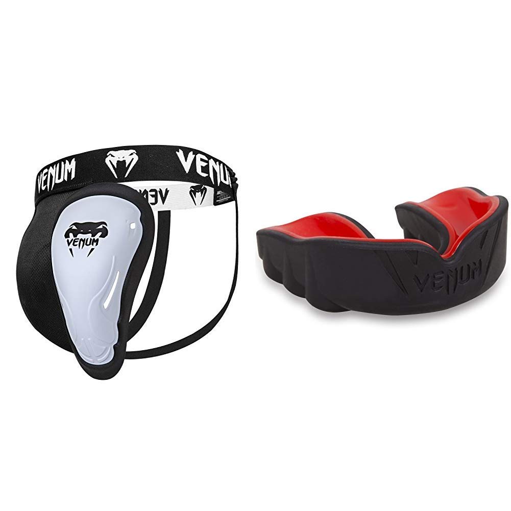 Venum Erwachsene Tiefschutz Challenger Schwarz/Rot XL Tiefschutz + Zahnschutz Schwarz/Rot, Schwarz/R