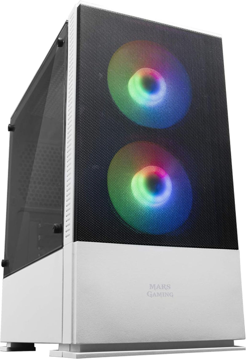 Mars Gaming MCZW, Premium-Kompakt-PC-Gehäuse, MicroATX, Panel + Front Mesh, Weiss, MCZW