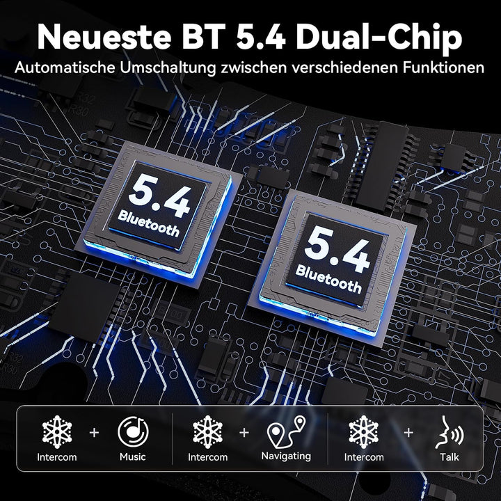 N2 Motorrad Intercom Bluetooth 5.4, 1000m Kommunikation für 2 Fahrer N2 Doppelpack, N2 Doppelpack