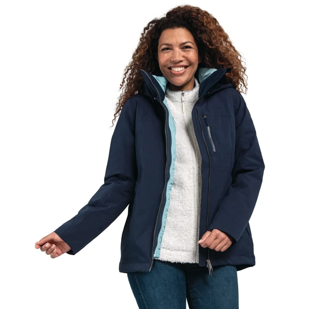 Schöffel Damen 3in1 Jacket Krakau L, wind- und wasserdichte Winterjacke aus 4-Wege Stretch mit abneh