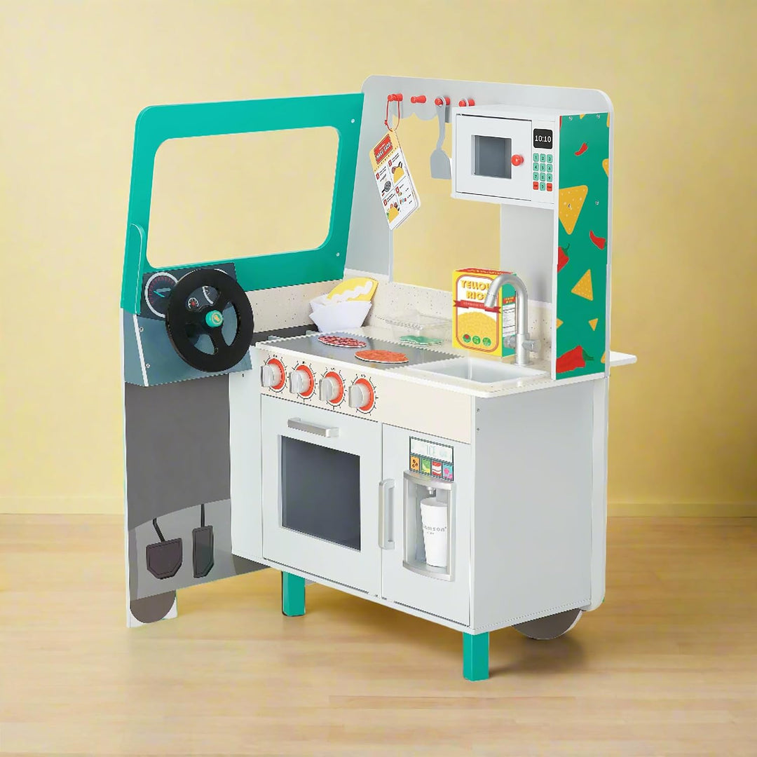 Teamson Kids My Little Helper Kids Play Taco Truck Playset with Accessories, Multicolor