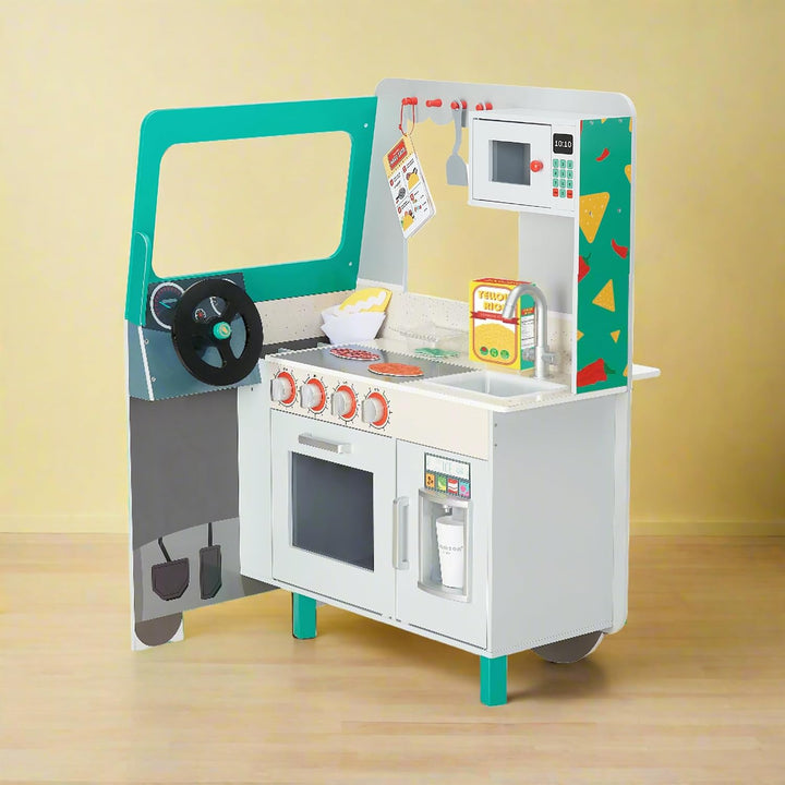 Teamson Kids My Little Helper Kids Play Taco Truck Playset with Accessories, Multicolor