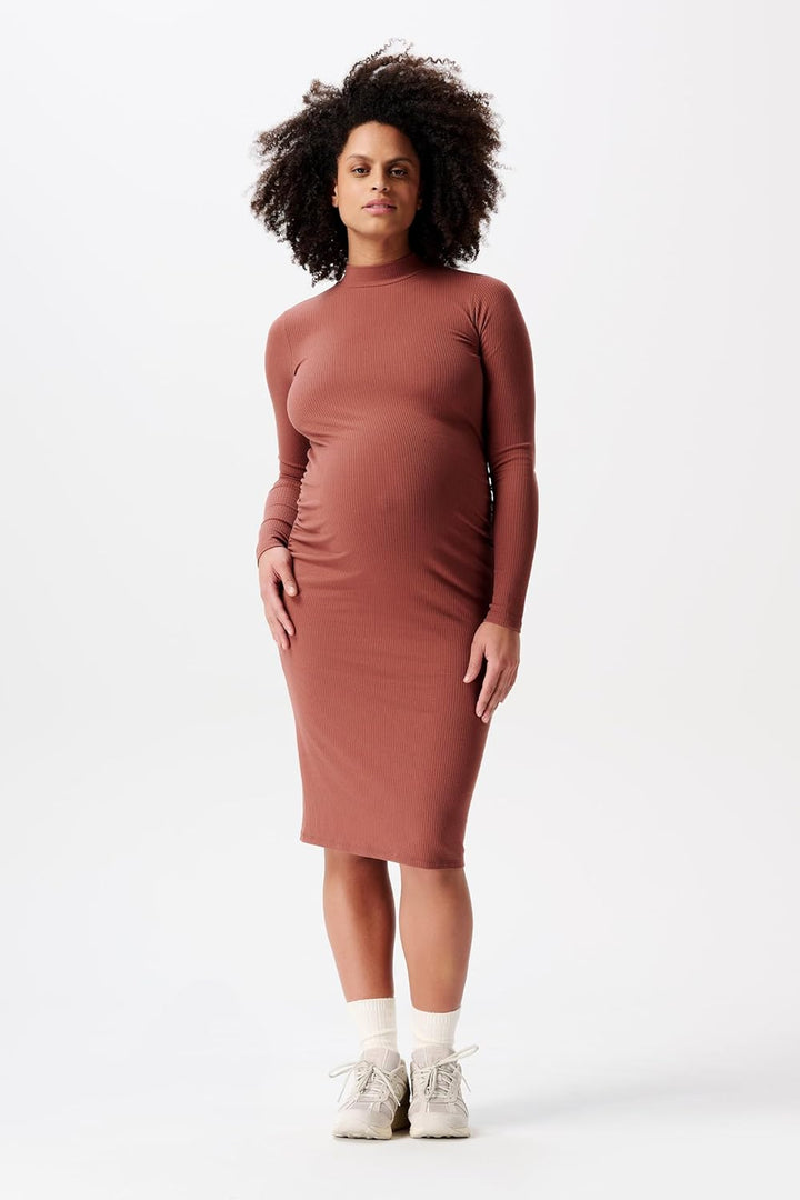 Noppies Damen Aima Rib Dress Ls Kleid S Sienna, S Sienna