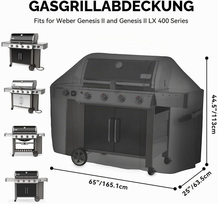 Onlyfire Grillabdeckung Abdeckhaube (für Weber Genesis II & II LX 400), Decken, atmungsaktiv, UV-bes