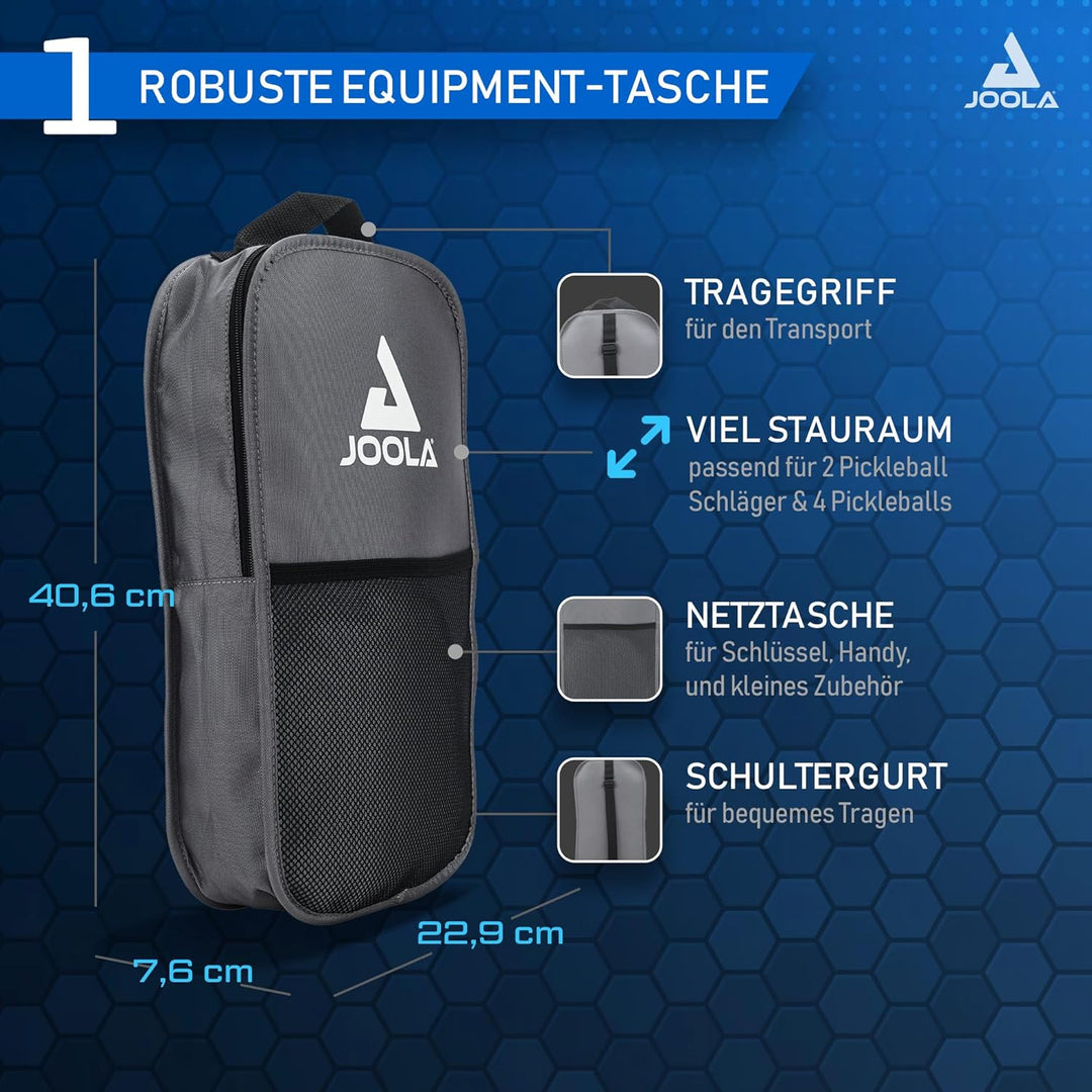 JOOLA Pickleball Set Blue Lightning Inklusive 2 Schläger, 4 Bällen und Tasche, ideal für Freizeitspi
