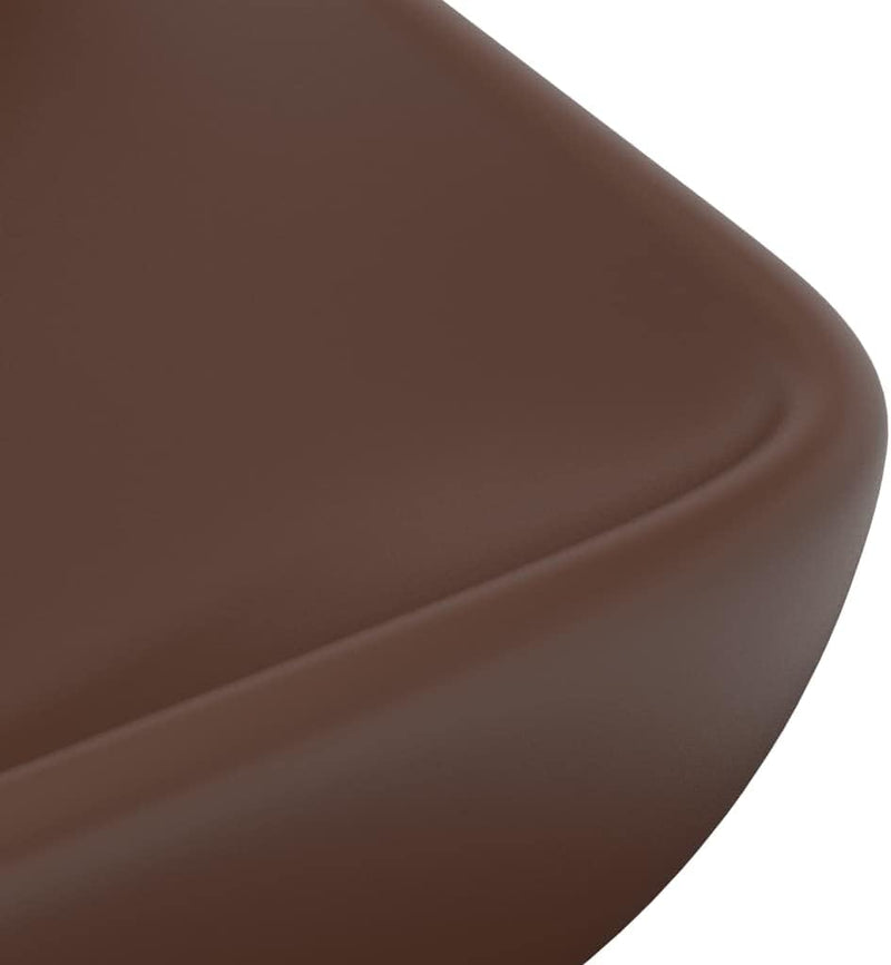 HOMIUSE Luxus-Waschbecken Rechteckig Matt Dunkelbraun 71x38 cm Keramik Waschbecken Waschtisch Aufsat