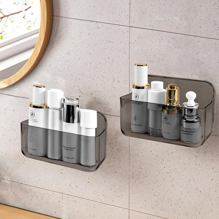 CGBE Duschablage ohne Bohren, 2 Stück Badezimmerregale, Selbstklebende Kunststoff Duschkörbe zur Wan