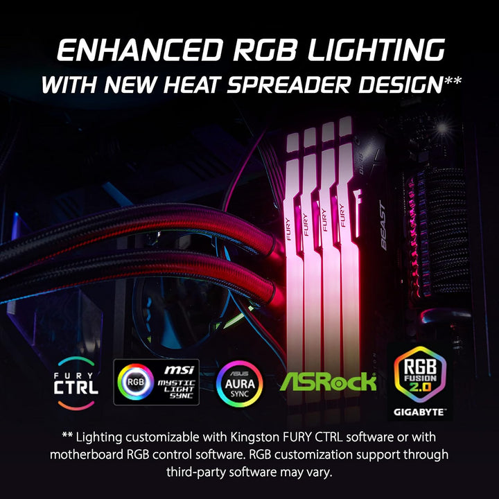 Kingston Fury Beast DDR5 RGB 32GB (2x16GB) 5200MT/s DDR5 CL40 DIMM Desktop Gaming Speicher Kit mit 2