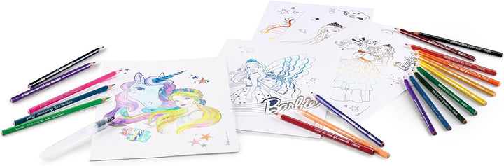 Maped CREATIV - Ausmal-Set AQUA'ART BARBIE - Maxi-Set inkl. 18x Aquarell-Stifte und 5x Vorlagen auf