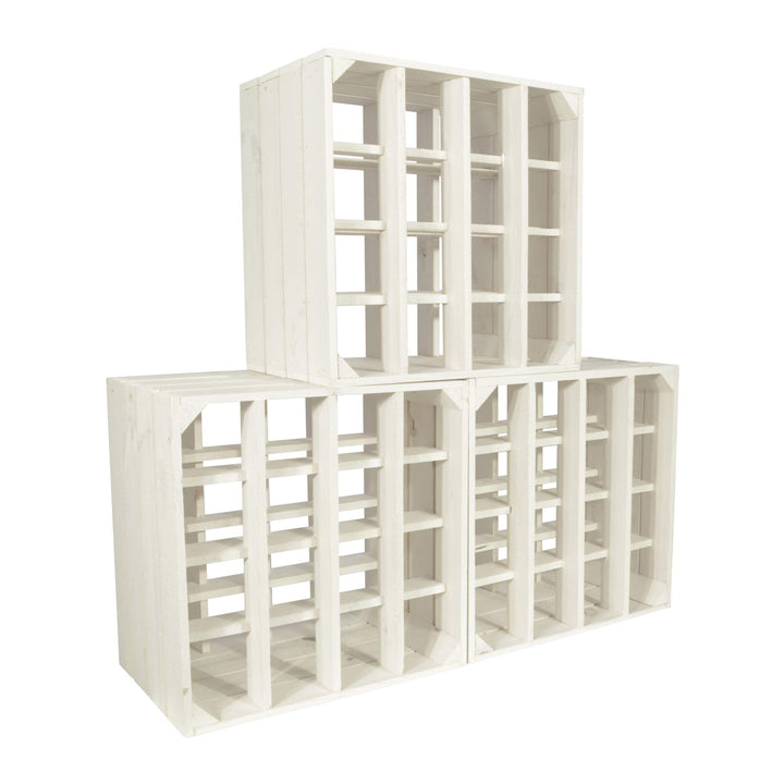 3 Set Weinregal Wino aus Holz - Weiss + Regal Holzkiste 3 + Regal, 3 + Regal