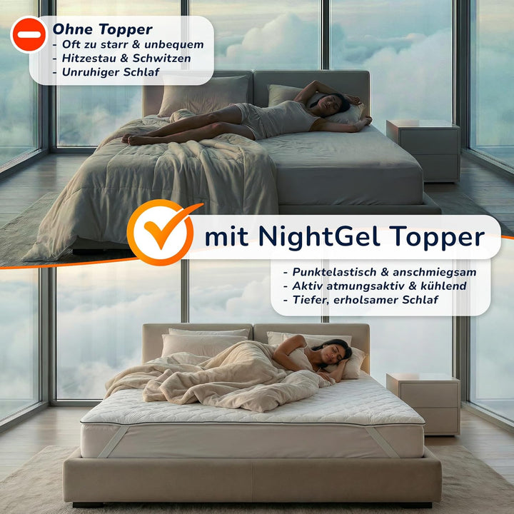 MSS e.K. NightGel Gelschaum Matratzen Topper inkl. Microfaserbezug / 80 cm x 190 cm/Hyper-Soft-Foam,