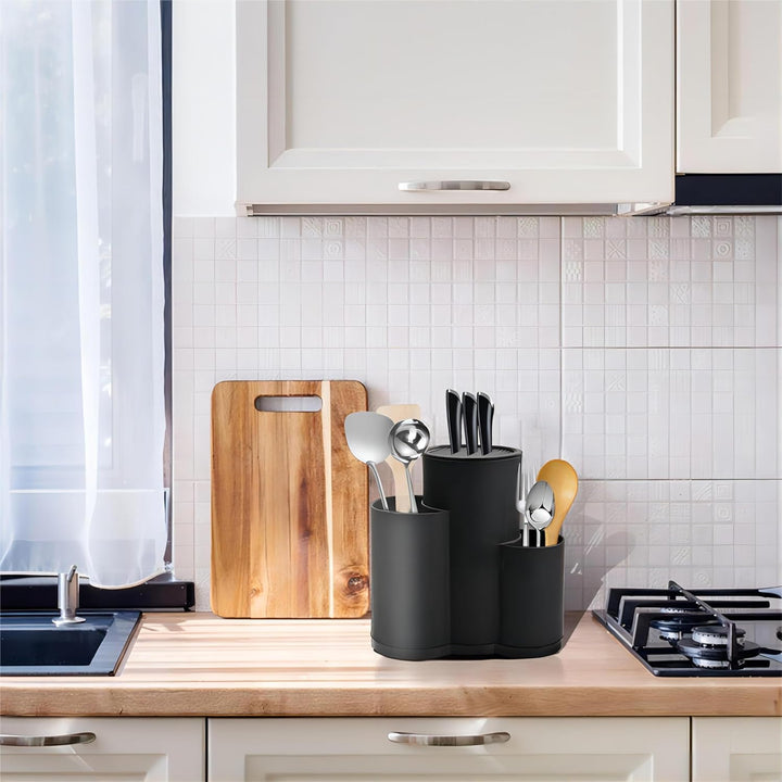 3 in 1 Universal Unbestückte Messerblock, Multifunktional Runder Messerblockhalter Aufbewahrung Stän