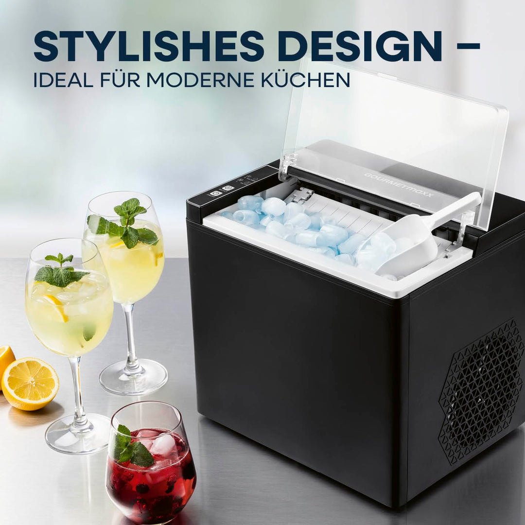 GOURMETmaxx Eiswürfelbereiter 150 Watt für Camping &amp; Co. – kein Wasseranschluss nötig | Eiswürfelmas
