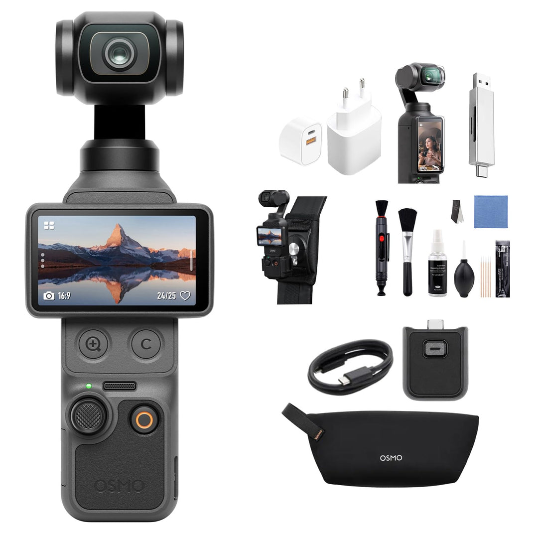 DJI Osmo Pocket 4 Essential Combo, Pocket Gimbal Vlog Kamera, 1″ CMOS und 4K/240fps, 3‑Achsen-Stabil