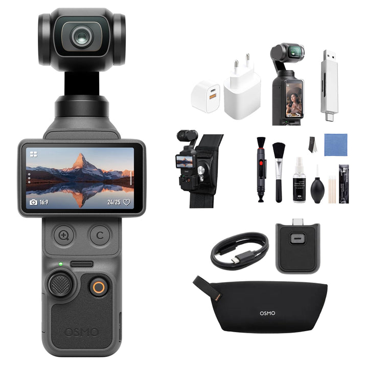 DJI Osmo Pocket 4 Essential Combo, Pocket Gimbal Vlog Kamera, 1″ CMOS und 4K/240fps, 3‑Achsen-Stabil