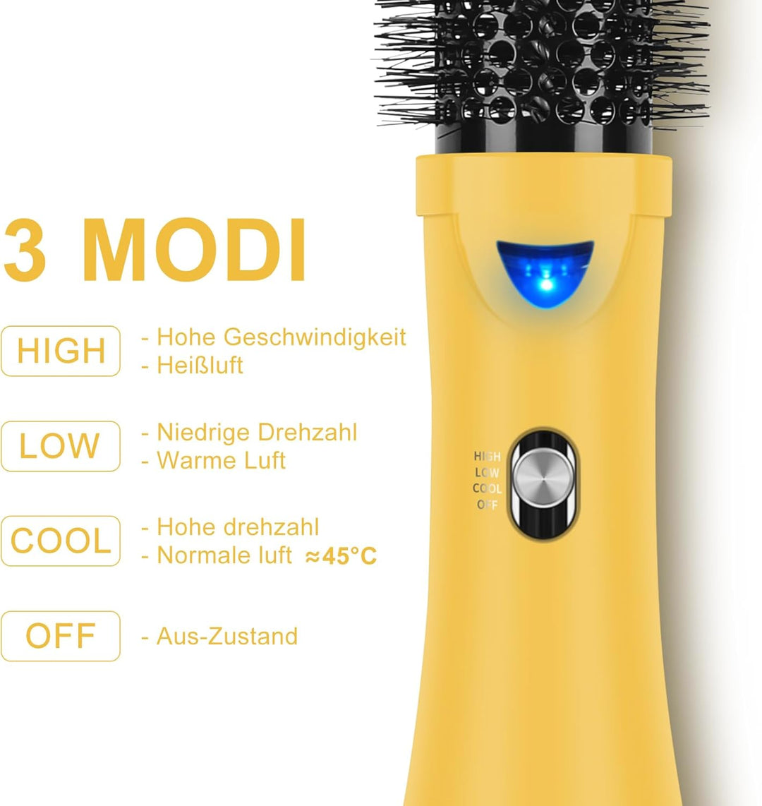 One-Step Warmluftbürste Föhnbürste, PARWIN PRO BEAUTY Rundbürstenföhn, 4 in 1 Rund Haartrockner lock