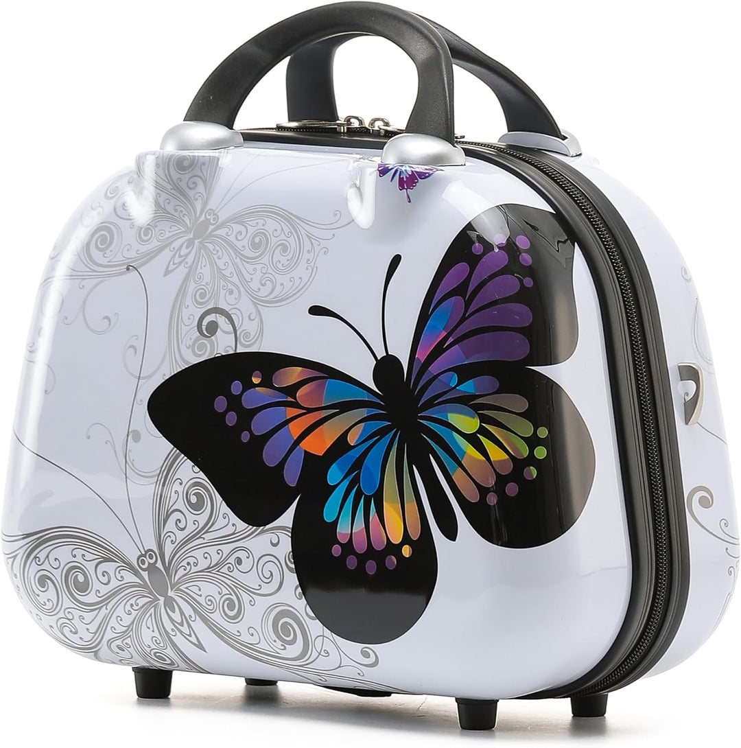 BEIBYE Butterfly 2060 4tlg Reisekoffer Trolley Hartschalen Kofferset (4er Set), 4er Set