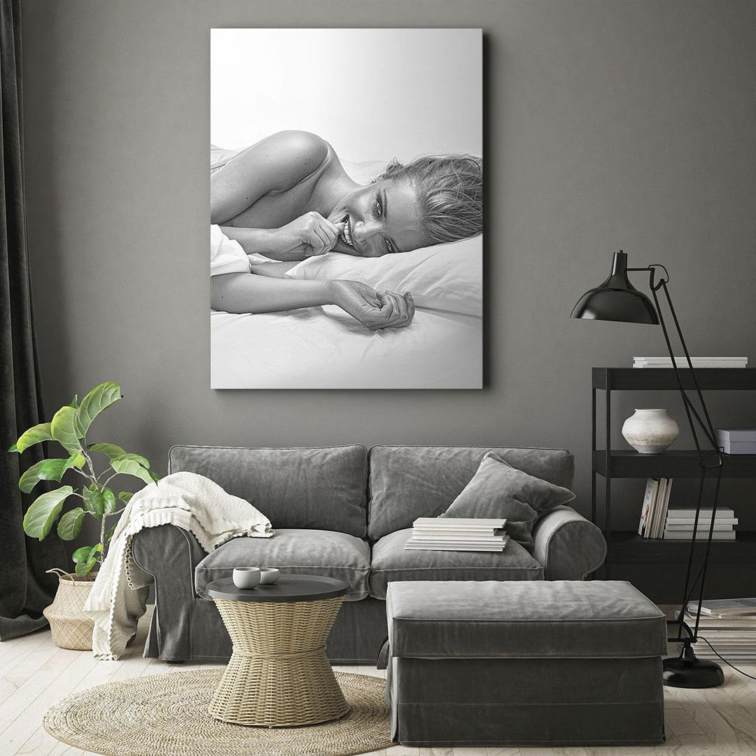 Bilder auf Leinwand 55x100cm Leinwandbild mit Rahmen Weiblich mode modell posieren Gross Wanddeko Bi