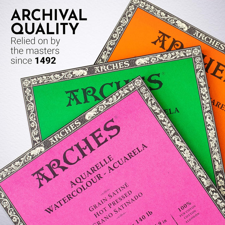Arches 1795071 Aquarellpapier im Block (20 x 20 cm, 4-seitig geleimt, 300g/m² Satiniert) 20 Blatt na