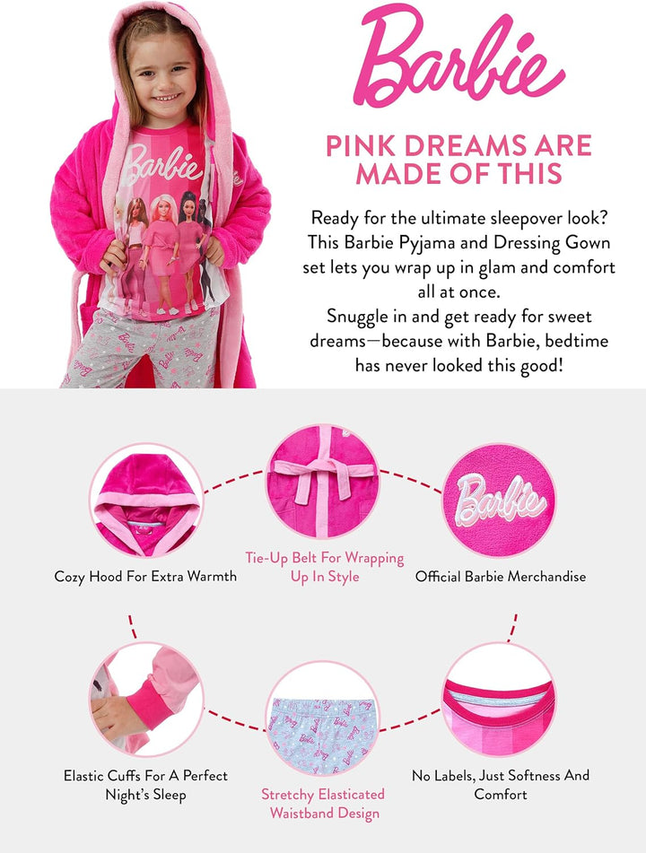 Barbie Morgenmantel und Schlafanzug 128 Rosa, 128 Rosa