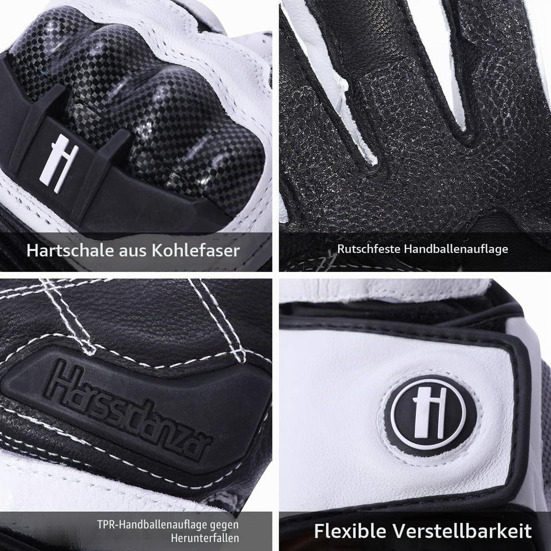 Harssidanzar Motorradhandschuhe aus Leder für Männer und Frauen,Touchscreen Powersports Carbon Fiber