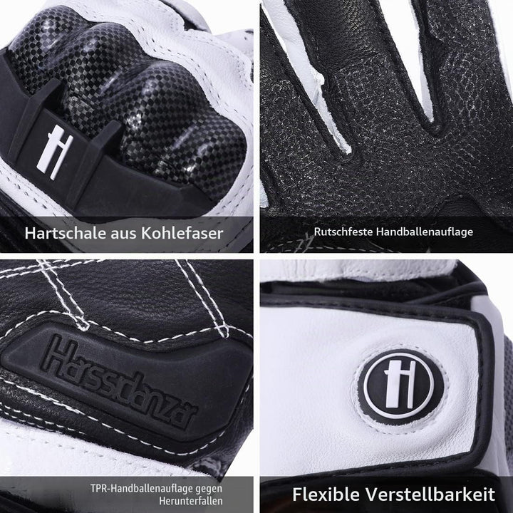 Harssidanzar Motorradhandschuhe aus Leder für Männer und Frauen,Touchscreen Powersports Carbon Fiber