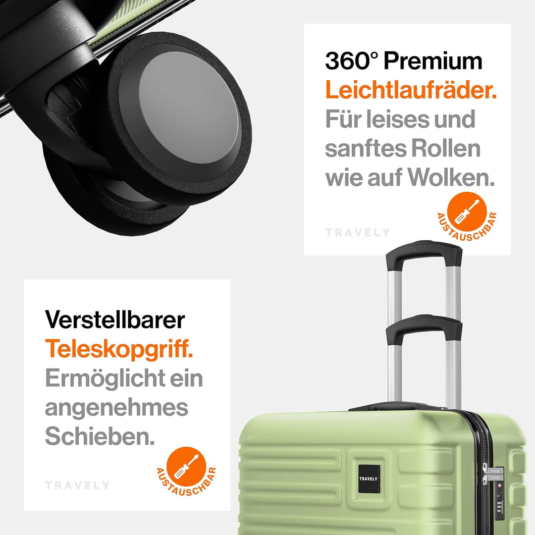 Travely Premium Koffer 24" Jede Menge Platz mit mehr als 75L Volumen, sehr robuster Hartschalen Koff
