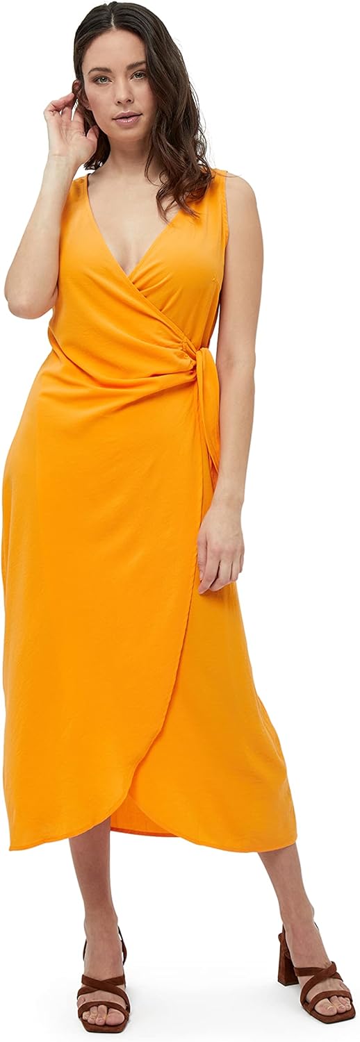 Desires Damen Bianna Mittlerer Ärmelloses Wickelkleid in der Mitte der Wade L 6530 Butterscotch, L 6