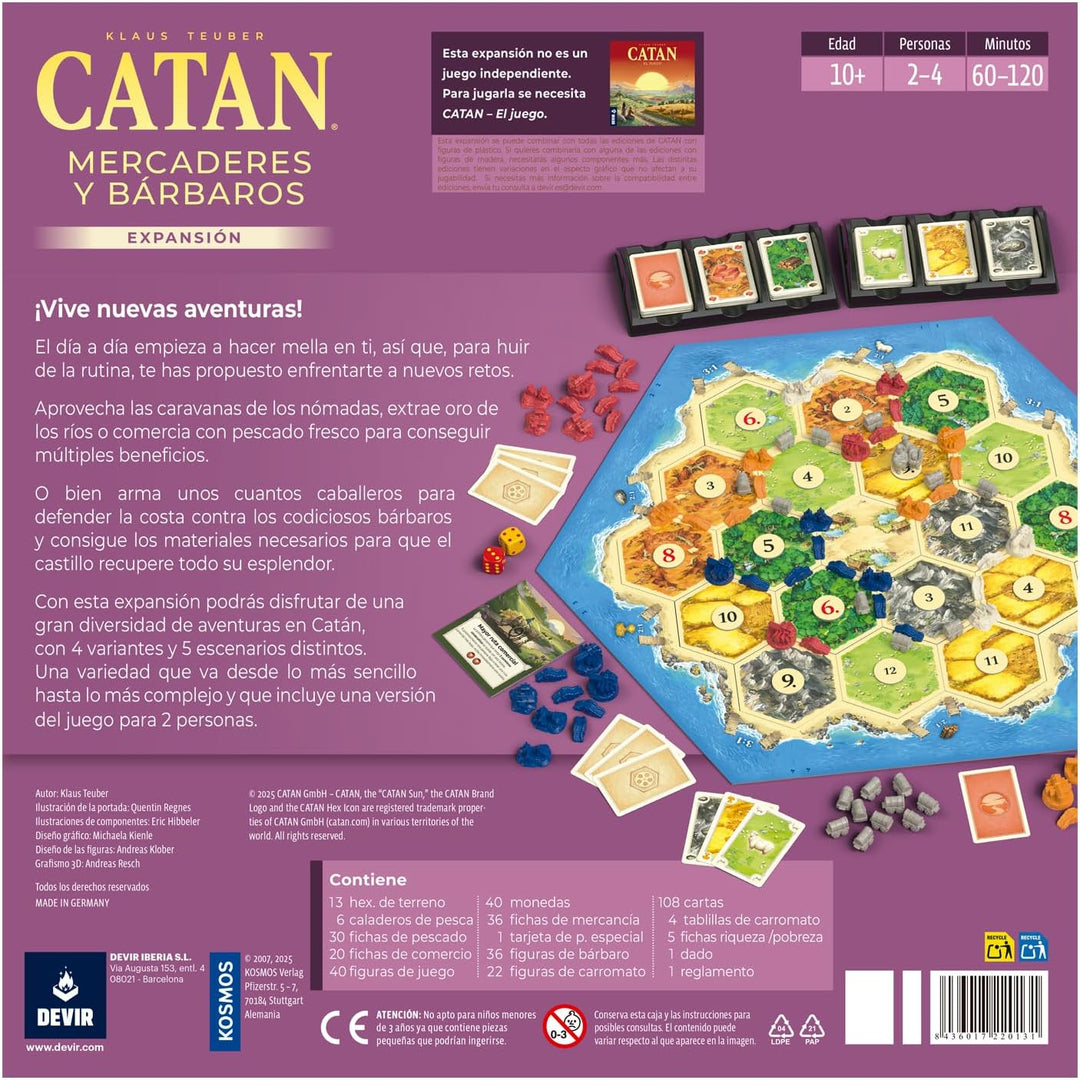 Devir - Catan Erweiterung Märkte und Barbarien, Brettspiel, BGMERCADERES, Mehrfarbig, Catan