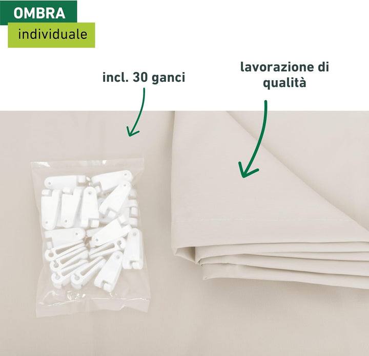 Sonnensegel 420x140cm Uni-weiss (Packung mit 2) Weiss 420 x 140 cm (Packung mit 2), Weiß 420 x