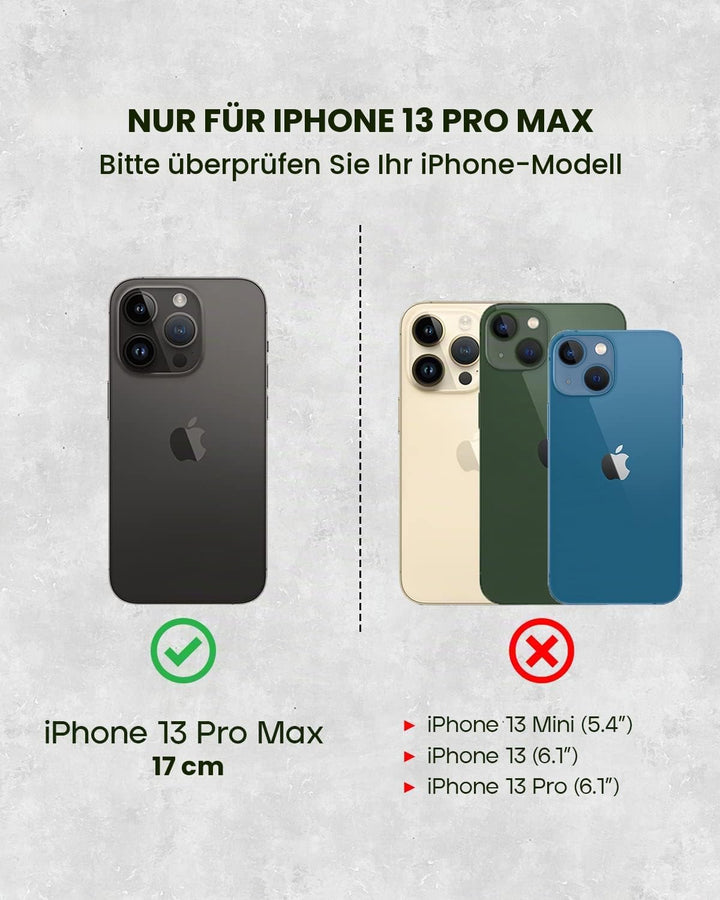 Porter Riley - Lederhülle für iPhone 13 Pro Max (6.7"). Premium Echtleder Standhülle/Ledertasche/Bri