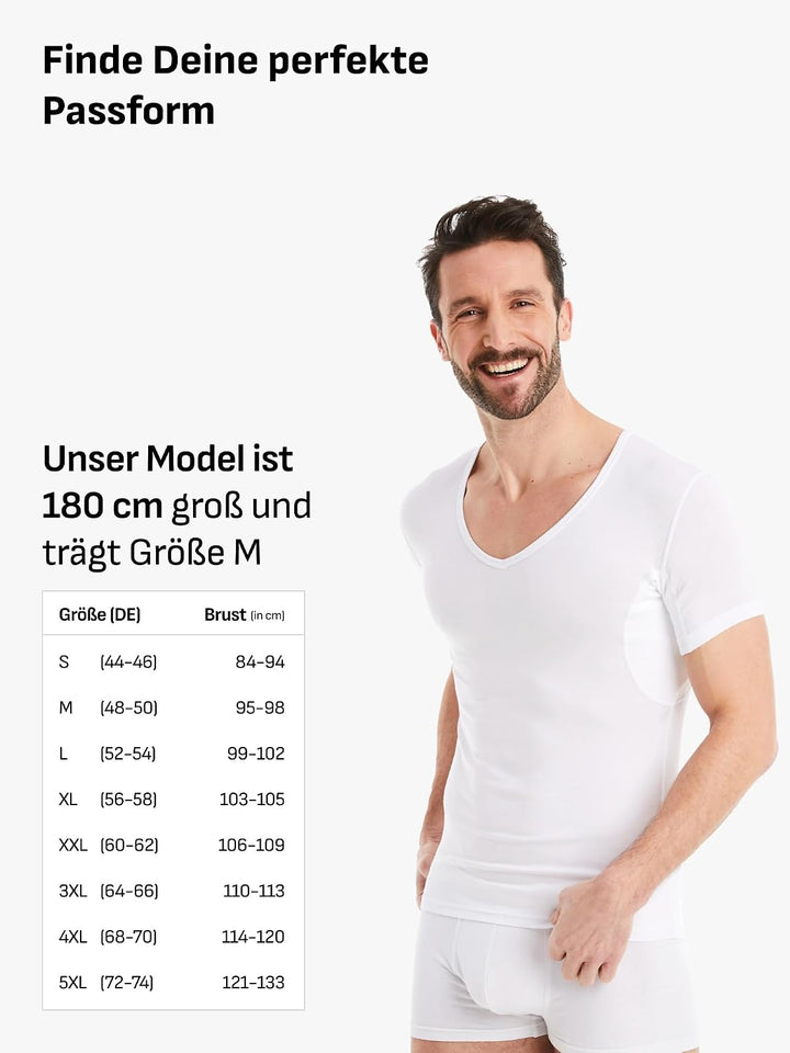 FINN Anti-Schweiss Shirt Herren mit V-Ausschnitt und integrierten Achselpads gegen Starkes Schwitzen