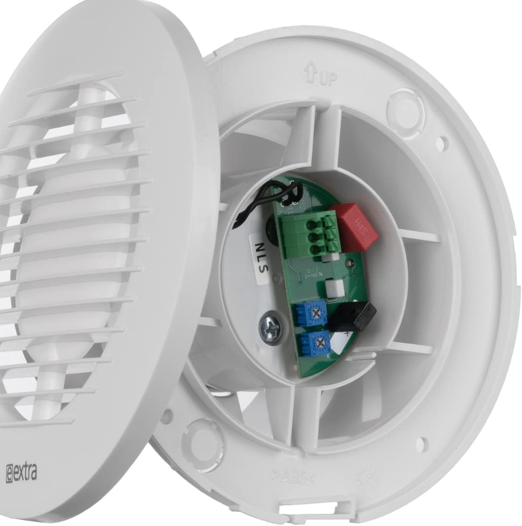Ø 100mm Bad-Lüfter mit Feuchtesensor und Timer - Weiss, Leise Ventilator Rund mit Feuchtesensor