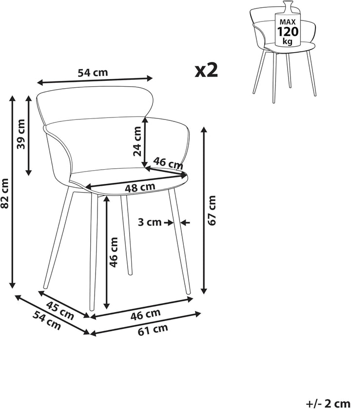 Graues 2er Set Esszimmerstuhl aus Kunststoff Sumkley