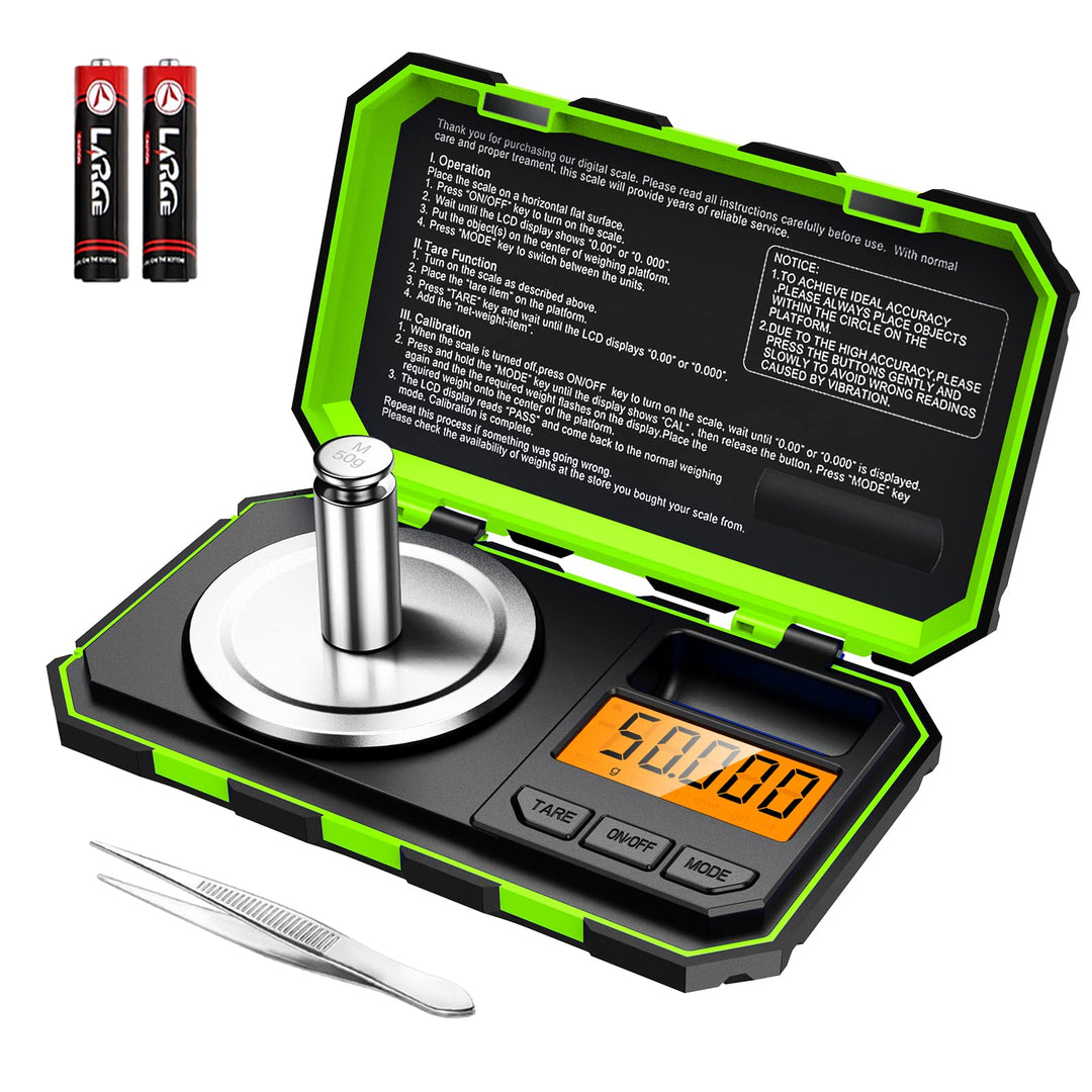 ORIA Digital Feinwaage, 50g/0,001g Milligramm Waage, Mini Taschenwaage mit 50g Kalibriergewichte & P