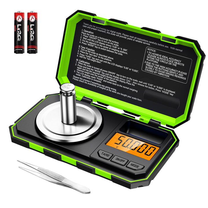 ORIA Digital Feinwaage, 50g/0,001g Milligramm Waage, Mini Taschenwaage mit 50g Kalibriergewichte & P