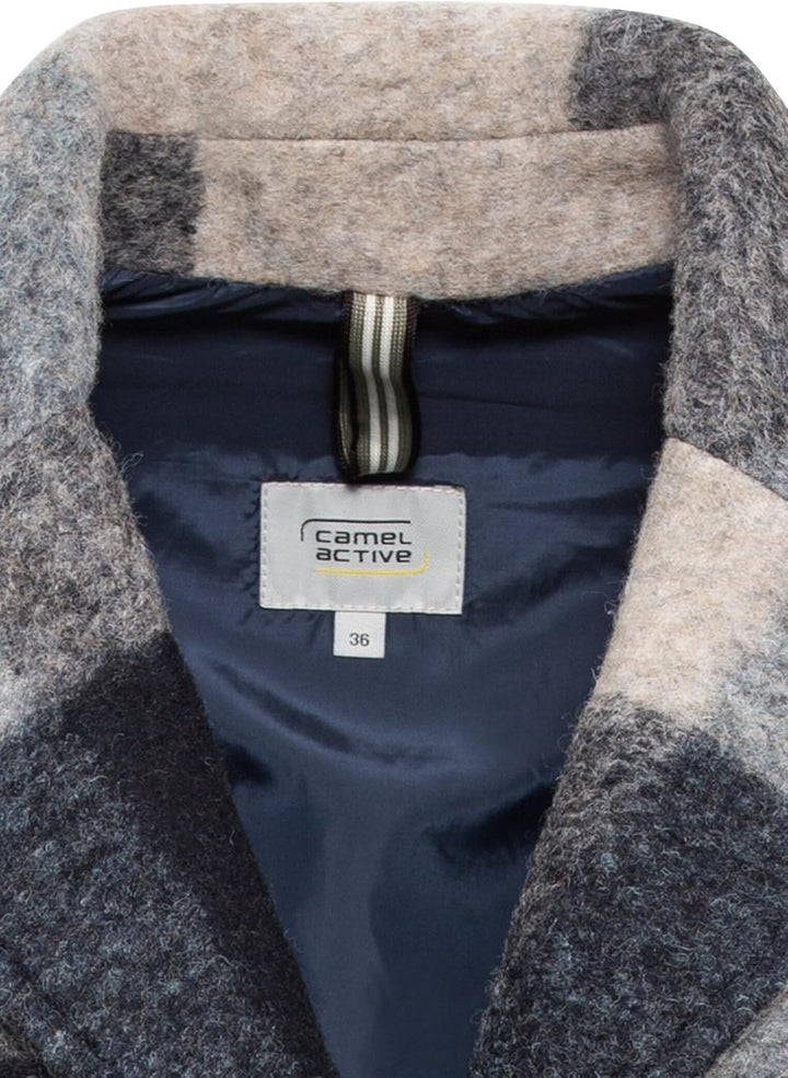 camel active Damen Wollmantel im Karomuster 40 Blau, 40 Blau
