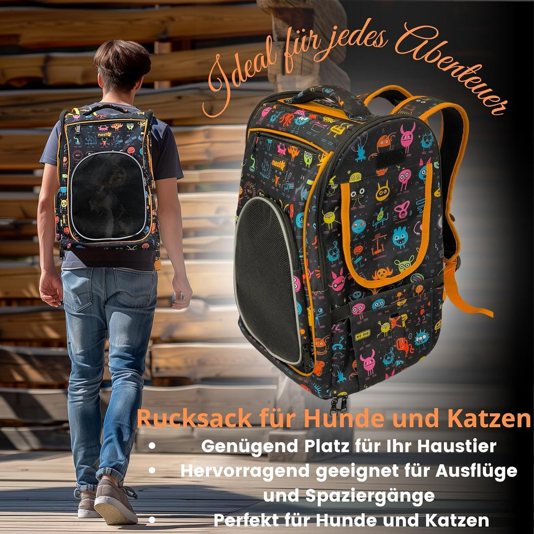 Rucksack für Hunde und Katzen, Maxim 5kg, Ergonomischer Träger mit Belüftung, Transport-Rucksack, Pa