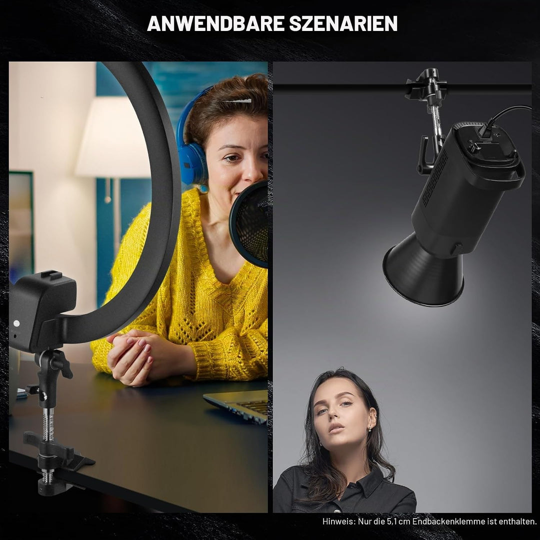 NEEWER 2" Endbacken Schraubstockgriff mit 5/8" Bolzen, Stahlschaft Endschraubstockklemme mit verstel