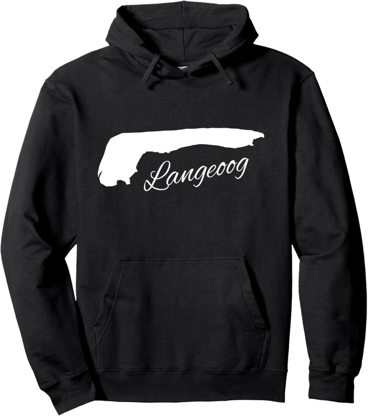 Langeoog Insel Silhouette Umriss Urlaub Reise Nordsee Meer Pullover Hoodie
