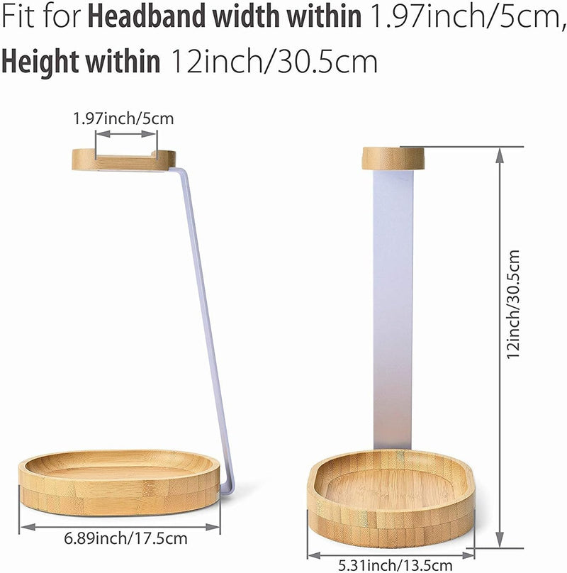 Avantree Universaler Baum & Aluminium kopfhörerständer, Stabil Headset Halter Halterung Holz mit Kab