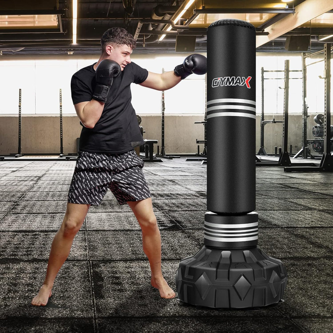 GYMAX Boxsack Stehend Erwachsene Jugendliche, 170 cm Freistehender Standboxsack mit auffüllbarer Sau