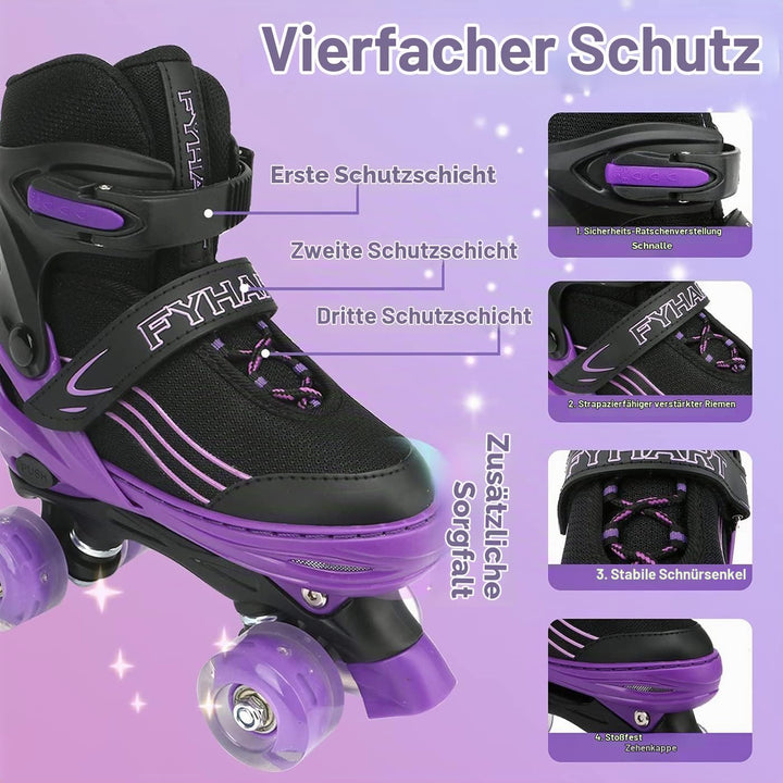 Rollschuhe für Mädchen Jungen Einstellbare Kinder Rollschuhe mit leuchtenden Rädern, Spass Beleuchtu