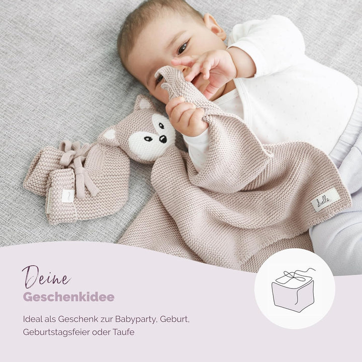 Livella Kuscheltuch „Fuchs“ mit Söckchen - Reine Bio-Baumwolle – Premium Schmusetuch, Kuscheldecke,